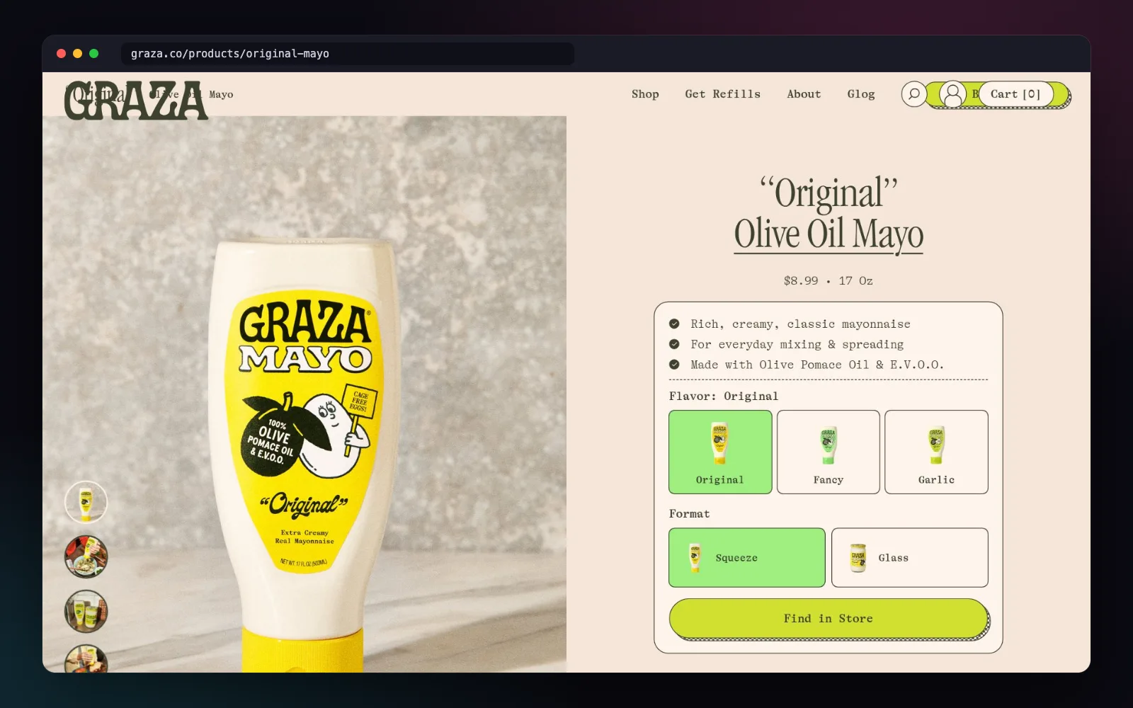The graza.co page the reel was made from
