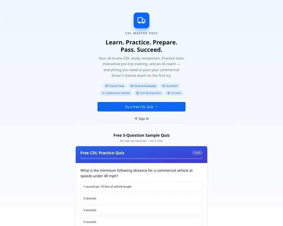 The cdl-master-prep.com page the reel was made from